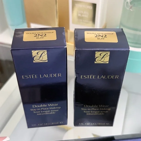 Estee Lauder Double Wear Foundation — Buff Beige & Gold Cap. $42 each. - Picture 1 of 3